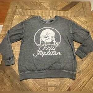 Chris Stapleton Men's Burnout Crewneck Fleece Sweatshirt with a cowboy graphic